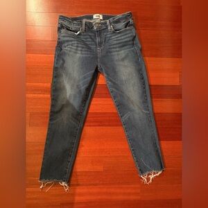 PAIGE women’s Dark Blue (Kylie crop) Cropped Jeans with Frayed Hem size 32